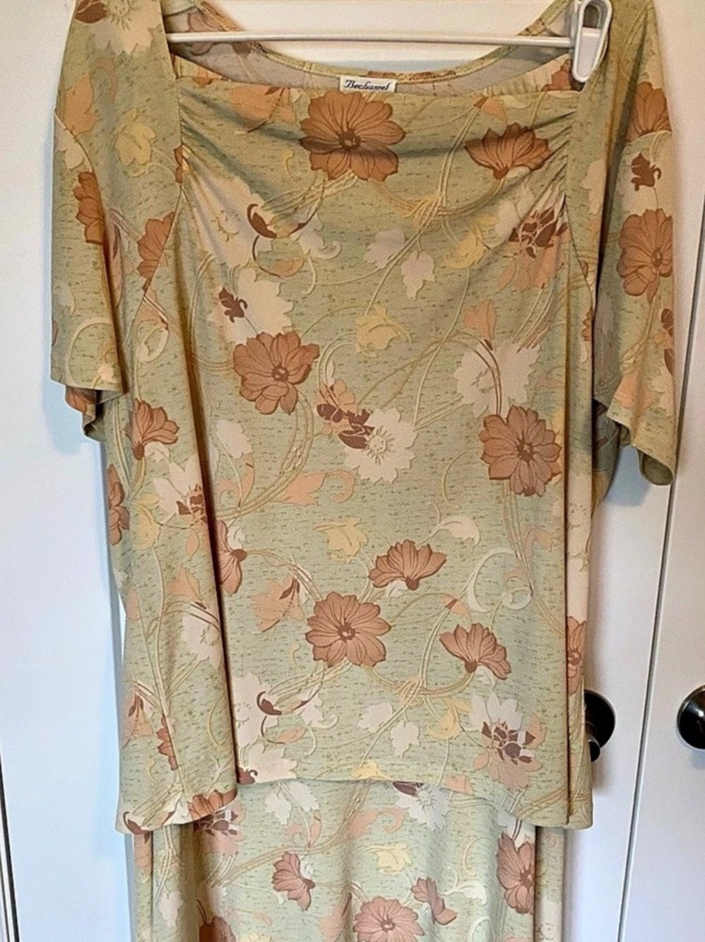 Bechamel Floral Midi Dress in Green & Pink Size XL Like New